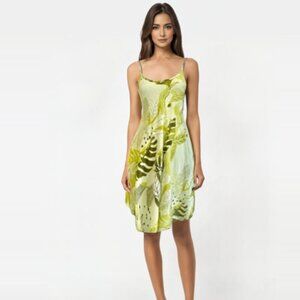 JAXSEA l Hawaii Palm leaf Green Rayon  Mini Dress XS